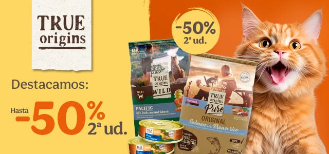 True Origins: 50% dto en la 2ª unidad de pienso para gatos.