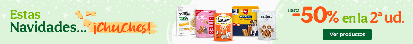 Snacks: Hasta 40% dto en packs húmedos para perro y gato.