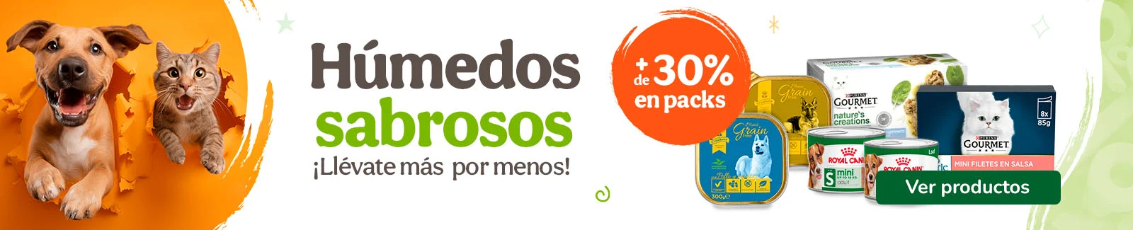 M&aacute;s del 30% dto en packs h&uacute;medos para gatos.