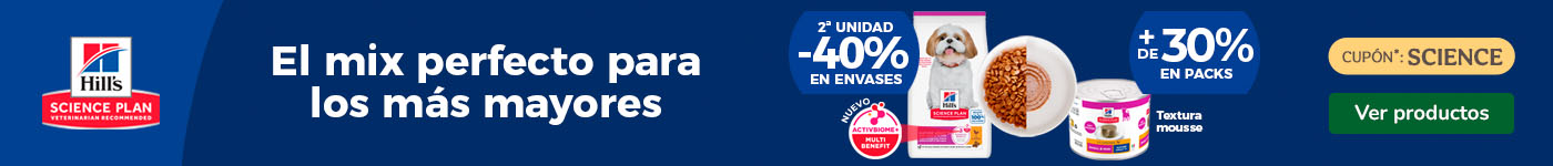 Hill's Science Plan: 40% dto en la 2ª unidad de pienso para perros y +30% dto en packs de comida húmeda.