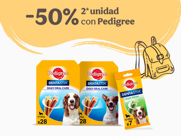 Pedigree 2ª al 50% dto en snacks