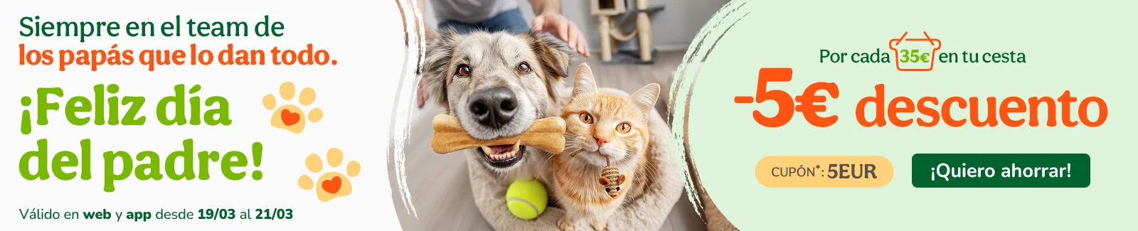 Consigue 5&euro; de descuento por cada 35&euro; de compra con el cup&oacute;n 5EUR