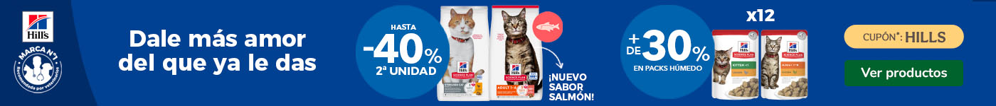 Hill’s Science Plan: Hasta 40% dto en la 2ª unidad de pienso y +30% dto en packs de comida húmeda para gatos.