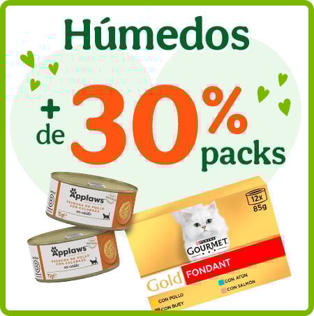 +30% dto en packs de comida húmeda para gatos.