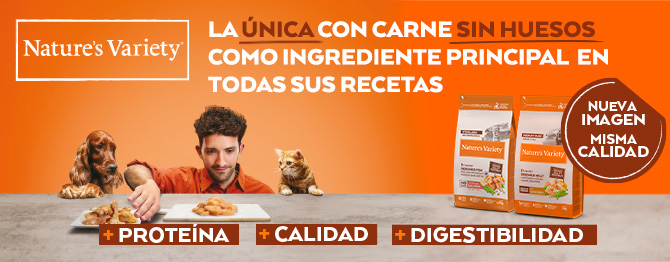 Una alimentación completa con Natures Variety. Ingrediente principal carne deshuesada