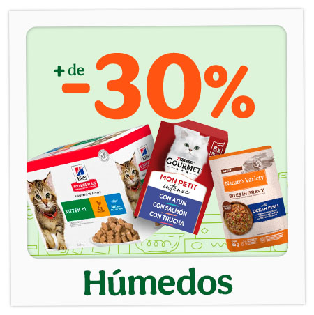 +30% dto en packs de comida húmeda para gatos.