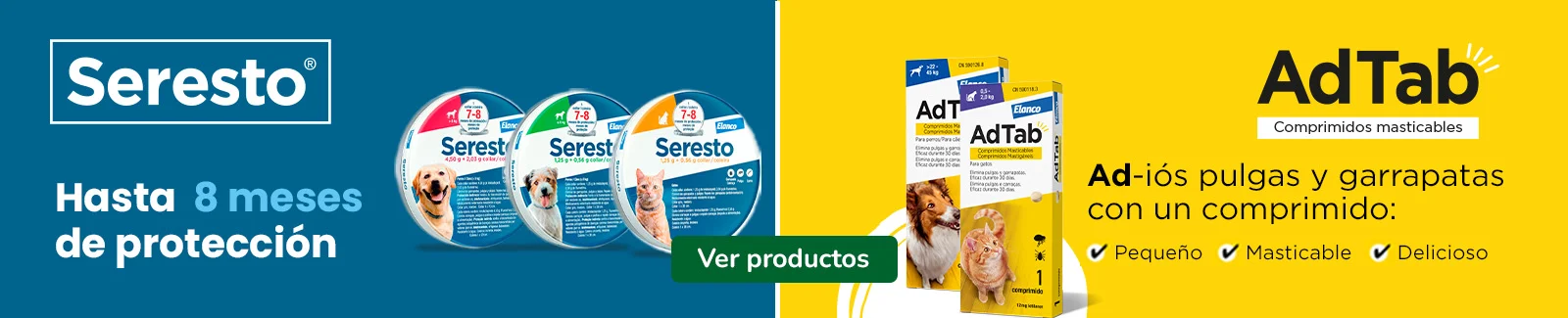 Seresto y AdTab: Productos antiparasitarios para tu peludo.
