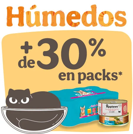 Más del 30% de descuento en packs de comida húmeda para gato.