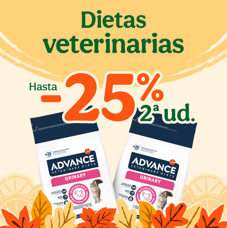 Dietas veterinarias: Hasta 25% dto en la 2ª unidad de pienso, snacks y húmedos para gatos.