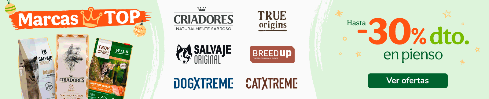 Hasta 30% dto en alimentación con marcas exclusivas.