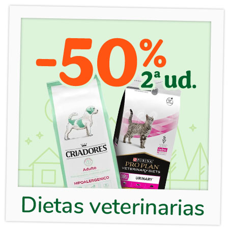 ¡Hasta un 50% de descuento en la 2ª unidad de diets veterinarias para perros y gatos!