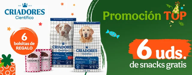 Criadores Científico: Pienso para perros con regalo de snacks.