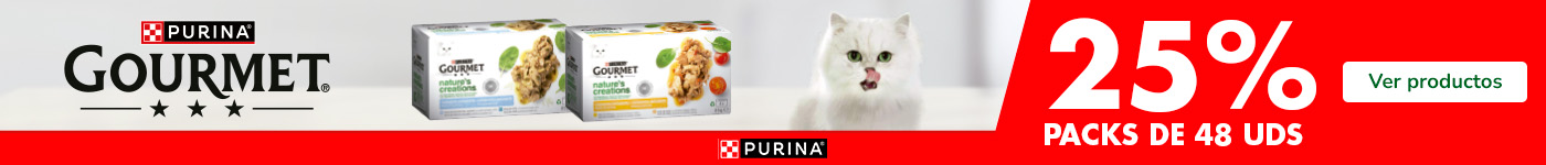 Gourmet: 25% dto en el pack de 48 uds de comida húmeda para gato.