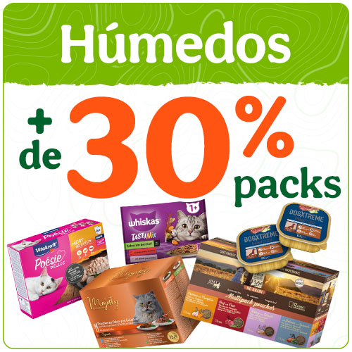 +30% dto en packs de comida húmeda para tu peludo.