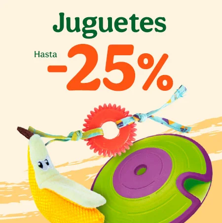 Juguetes: Hasta 25% de descuento en juguetes para perros y gatos.