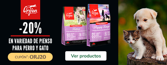 Orijen: 20% de descuento en pienso mixto para perros y gatos.