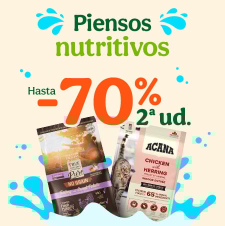 Pienso para gatos: Hasta 70% de descuento en la segunda unidad de pienso para gatos.
