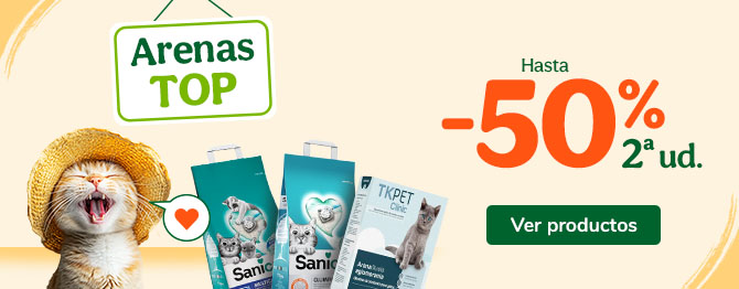 Arenas para gatos: Hasta 50% de descuento en la segunda unidad.