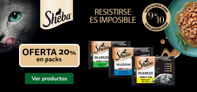 Sheba: 20% dto en packs de comida húmeda para gatos.