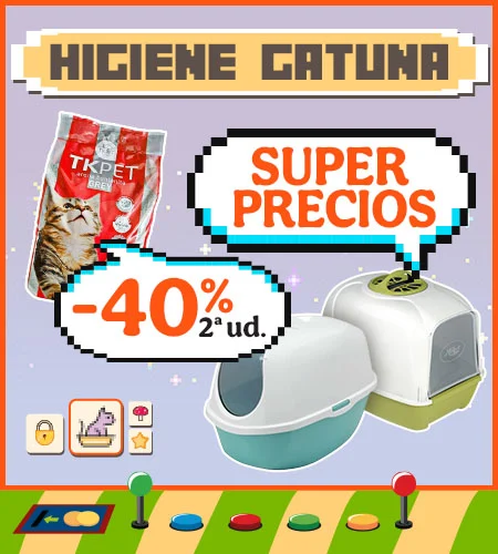 Tkpet: Areneros con superprecios y 40% de descuento en la 2ª unidad de arenas.