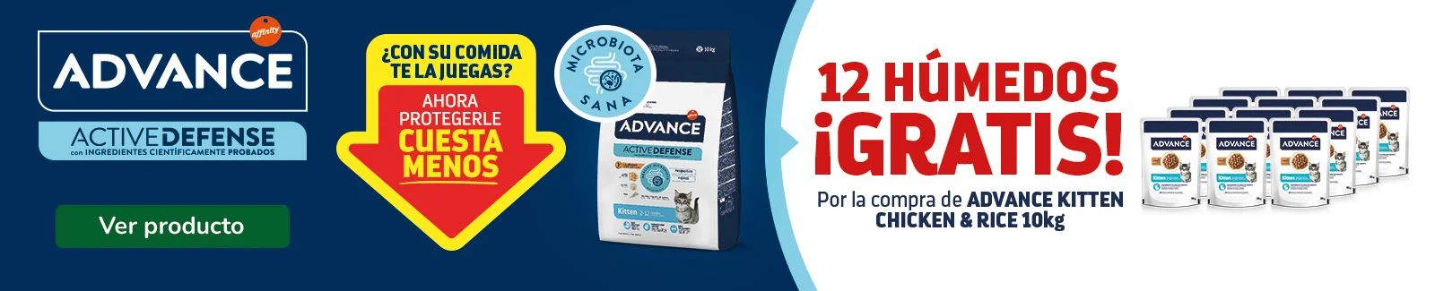 Advance: Regalo de 12 packs húmedos con la compra de pienso seleccionado para tu gatito.