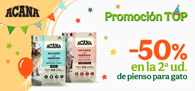 Acana: Hasta 50% dto en la 2ª ud en piensos para gatos.