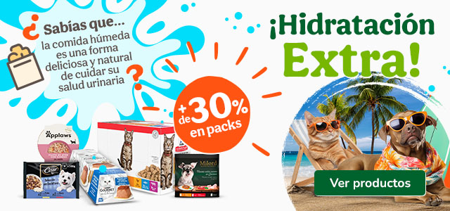 Comida húmeda: +30% de descuento en packs húmedos seleccionados.