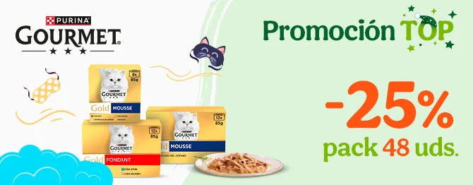 Gourmet: -25% de dto en pack de 48 uds en comida húmeda para gato