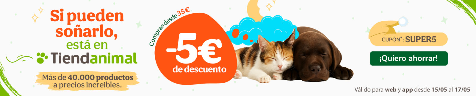 Consigue 5€ de descuento por cada 35€ de compra con el cupón SUPER5