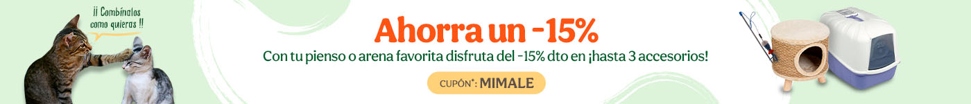 -15% dto en hasta 3 accesorios con la compra de tu pienso favorito con el cupón MIMALE