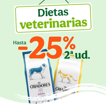 ¡Hasta un 25% de descuento en la 2ª unidad de diets veterinarias para perros y gatos!