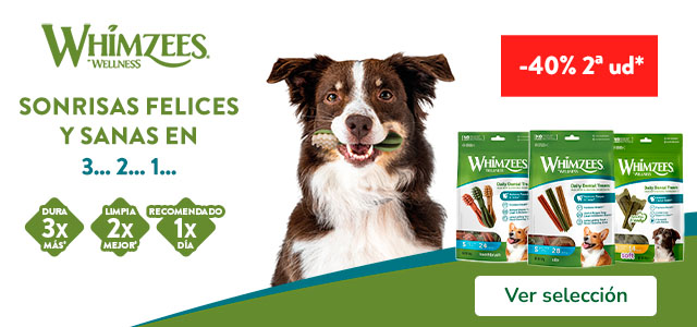 Whimzees: 40% dto en la 2ª unidad de snacks para perros.