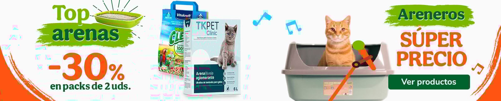 Hasta 30% dto en arenas y areneros con superprecio.