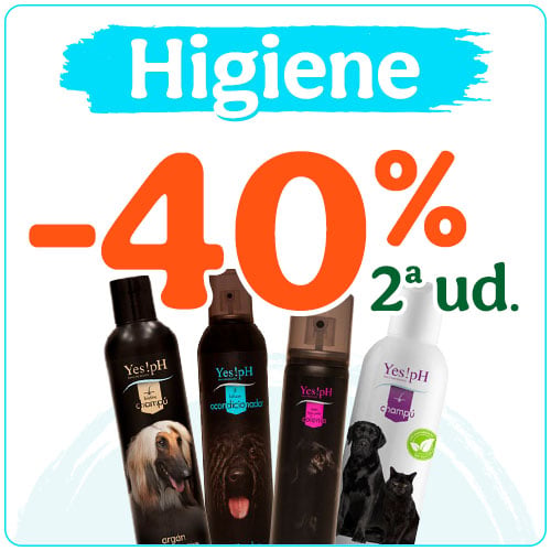 40% dto en la 2ª unidad de productos de higiene y peluquería para tu peludo.