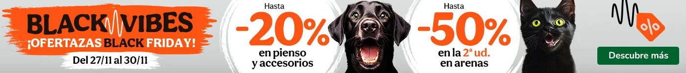 Hasta 20% dto en piensos y accesorios y hasta 50% dto en la 2ª unidad en arenas para tu peludo.