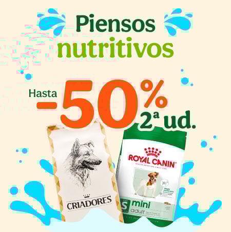 Pienso para perros: Hasta 50% de descuento en la segunda unidad de pienso para perros.