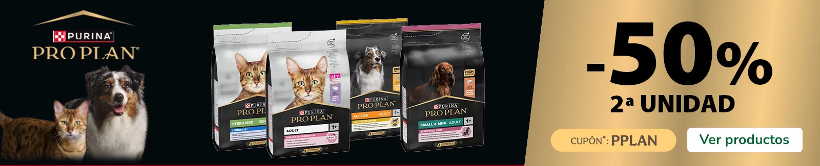 Proplan: ¡Llévate la 2ª al 50% en piensos para perros y gatos!