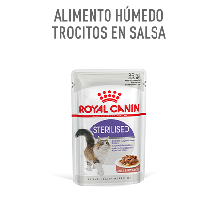 Royal Canin Feline Sterilised comida húmeda en trocitos con salsa. Sobres para gato esteriliado