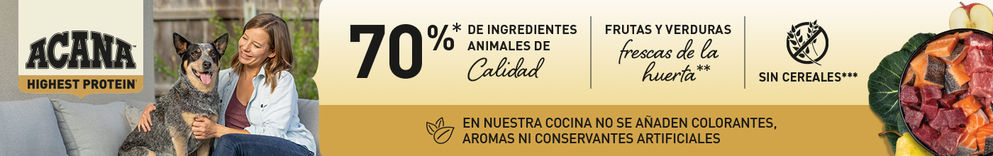 Acana Highest Protein. ¡Lleva la proteína al siguiente nivel!. Alimentación alta en proteina para perros