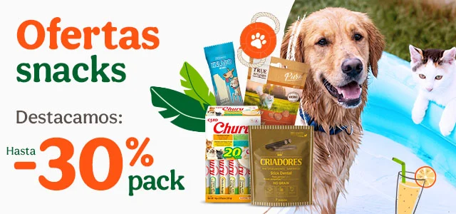 Hasta 40% dto en packs de snacks para tu peludo.