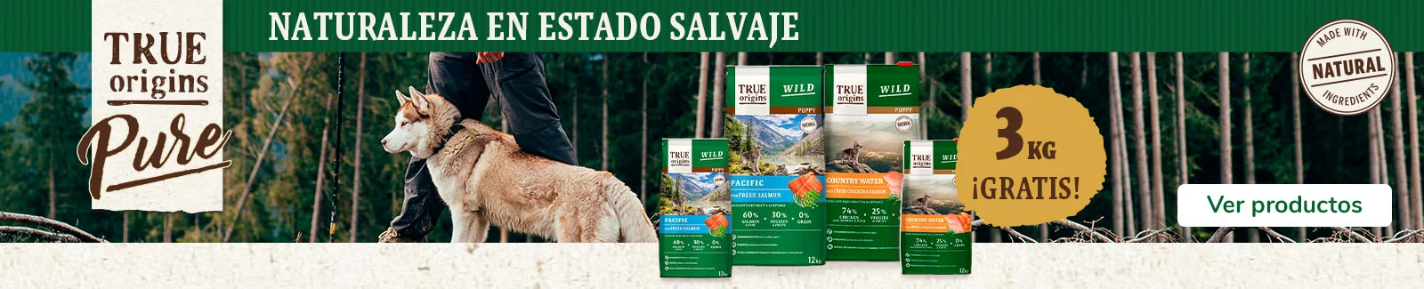 True Origins WILD: 12+3 unidades gratis con la compra de pienso para perros.