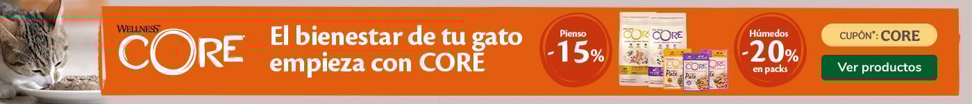 Wellness Core: 15% dto en pienso y 20% dto en packs de comida húmeda para gatos.