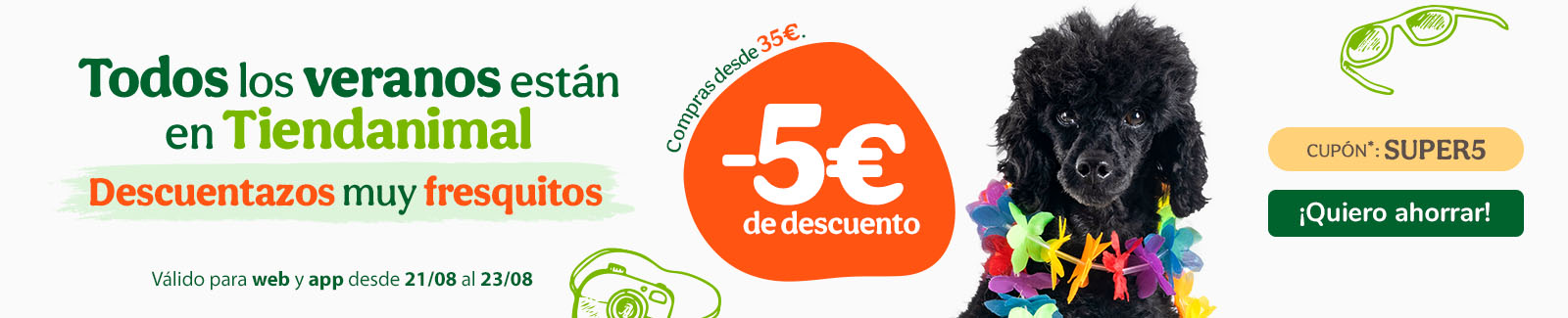 Consigue 5€ de descuento por cada 35€ de compra con el cupón SUPER5