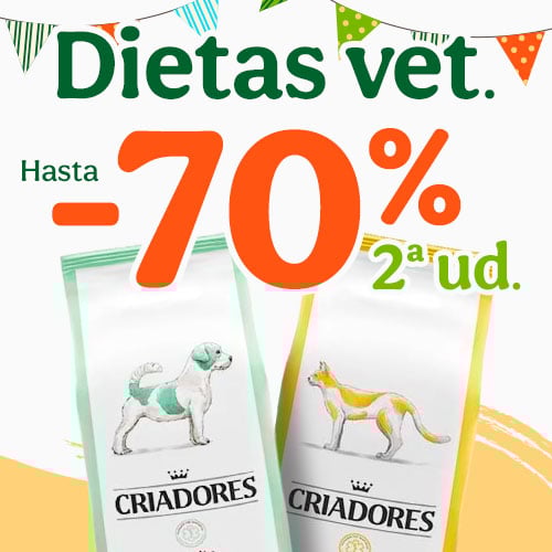 Hasta 70% dto en la 2ª ud de pienso veterinario para tu peludo.
