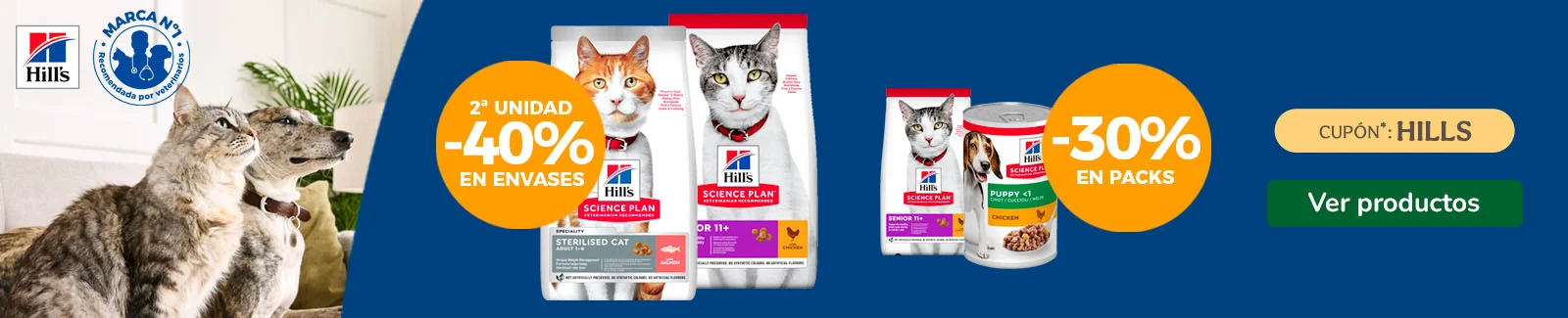 Hills Science Plan: Hasta 40% dto en la 2&ordf; ud de piensos para tu peludo.