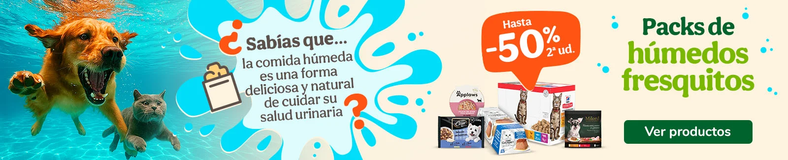 ¡2ª unidad con hasta el 50% de descuento en selección de húmedos para tu peludo!