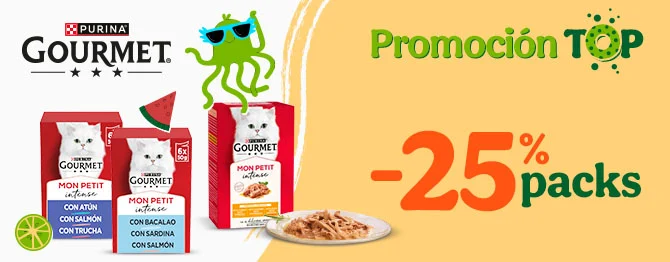 Gourmet: 25% de descuento en packs de comida húmeda para gatos.