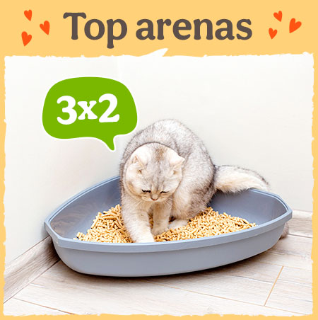 3x2 en arenas para gatos.