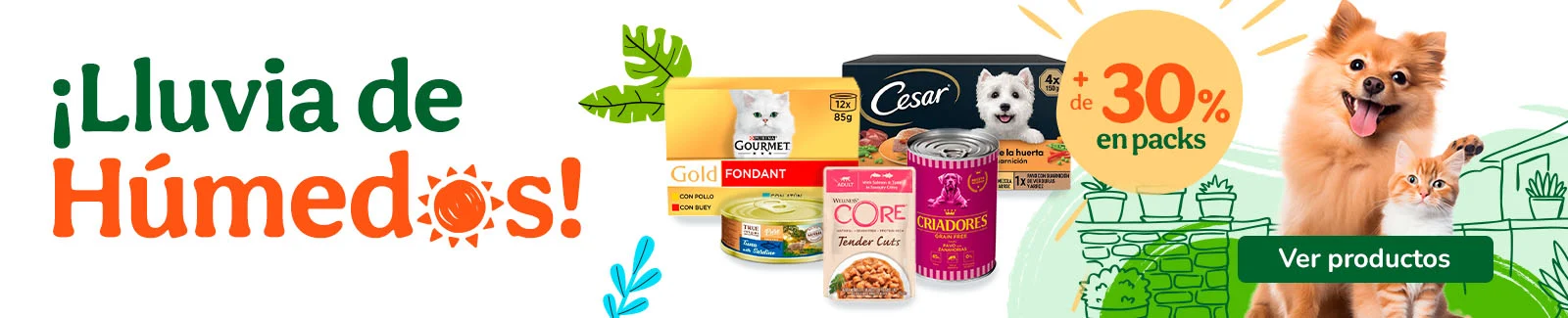 +30% dto en packs de comida h&uacute;meda para tu peludo.