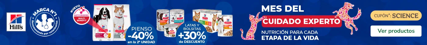 Hill’s Science Plan: 40% dto en la 2ª unidad de pienso y hasta 30% dto en packs de comida húmeda para tu peludo.